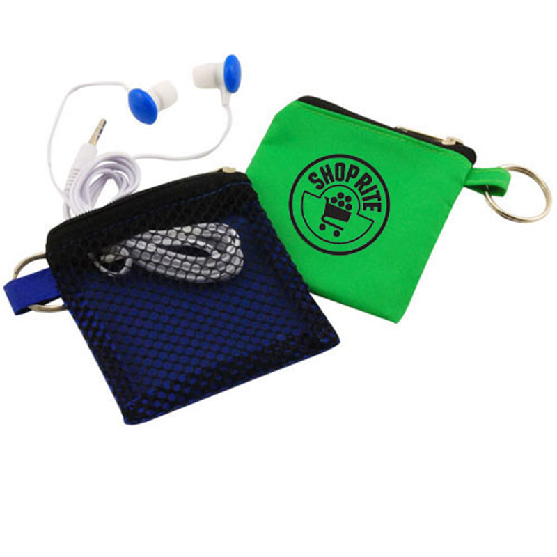 Keychain Pouch with Earbuds