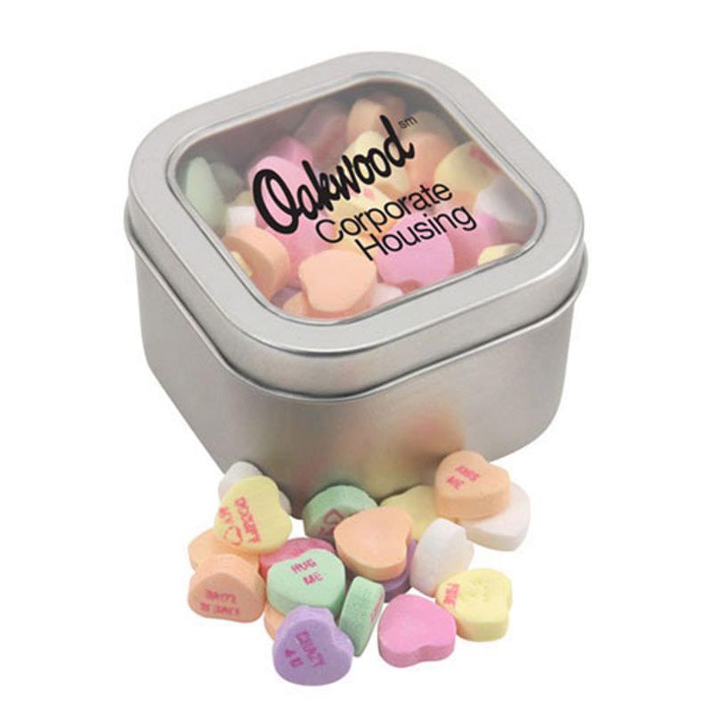 Window Tin with Conversation Hearts