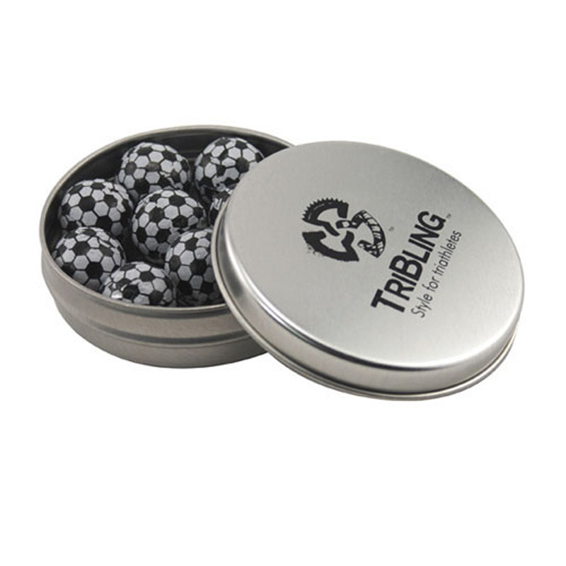 Round Tin with Chocolate Soccer Balls