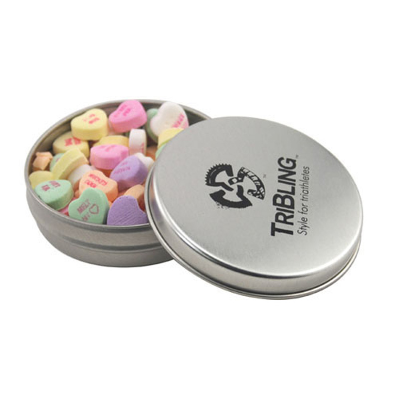 Round Tin with Conversation Hearts