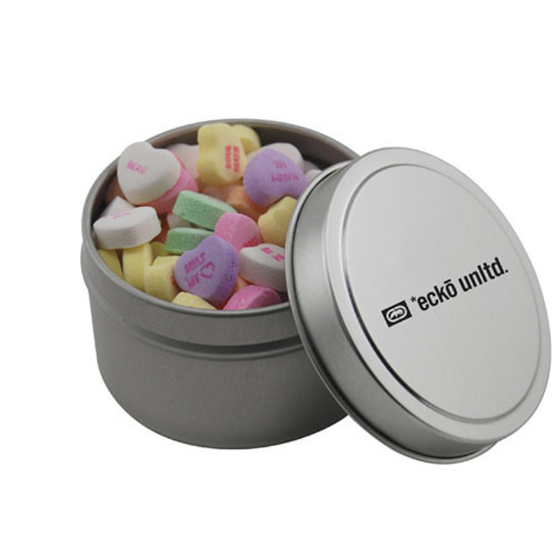 Round Tin with Conversation Hearts
