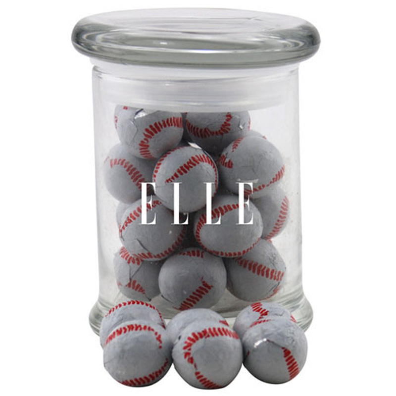 Jar with Chocolate Baseballs