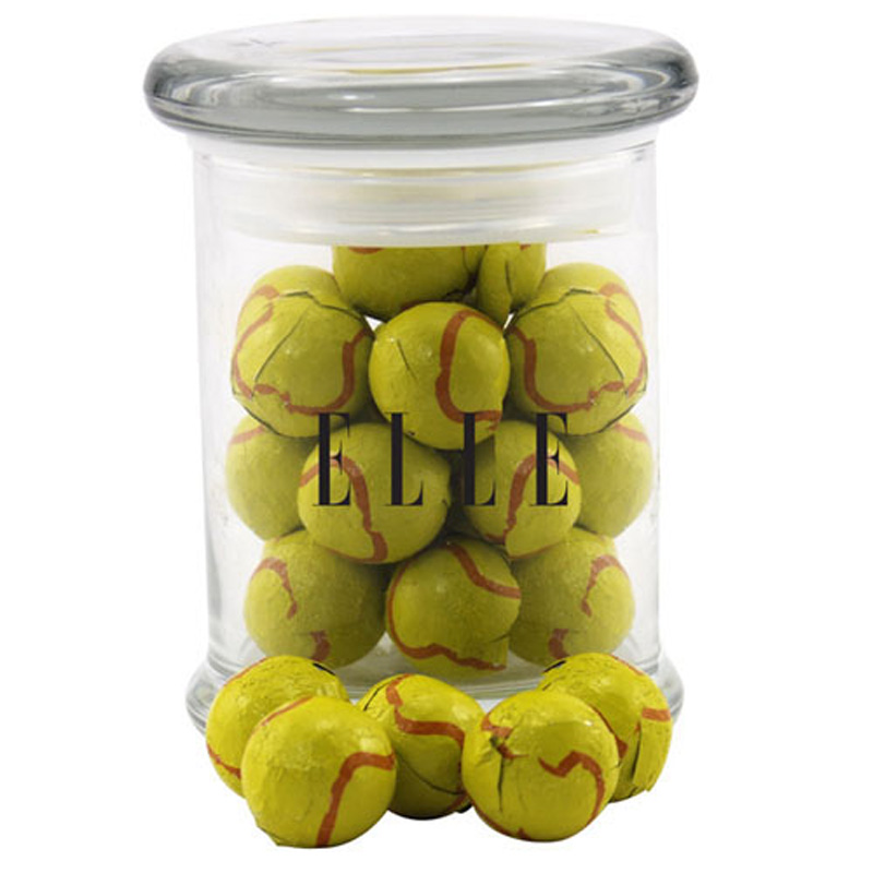 Jar with Chocolate Tennis Balls