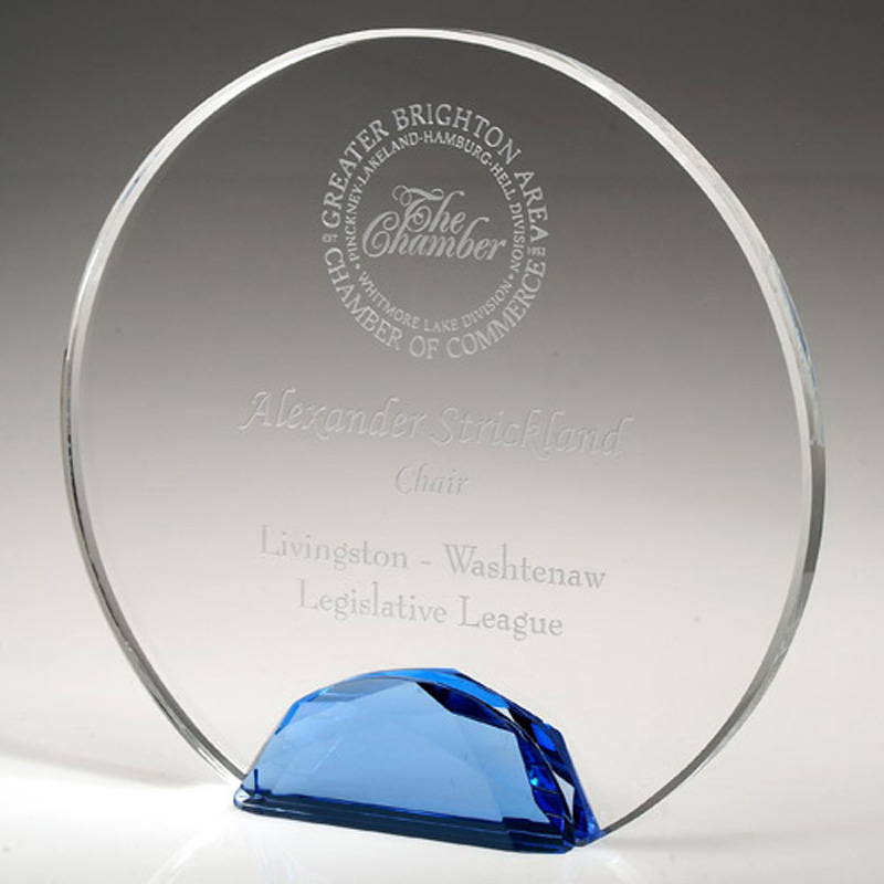 Avon Circle Shaped Award on Blue Base