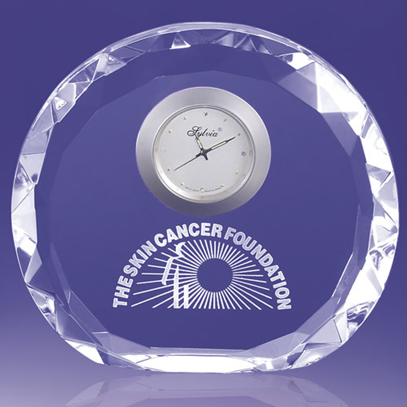 Newark Faceted Edged Circular Award With Clock