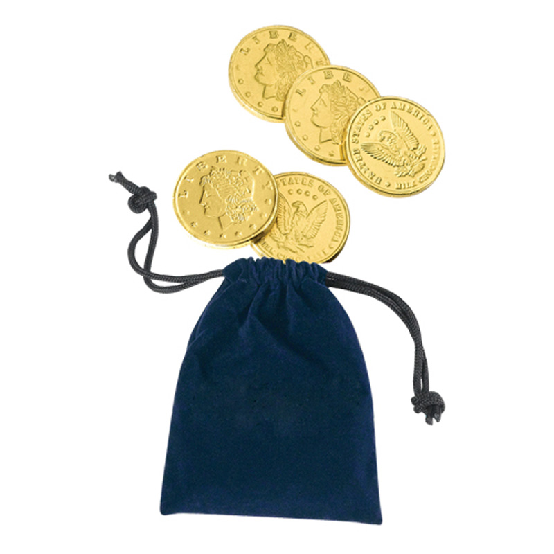 Velour Pouches with Chocolate Coins