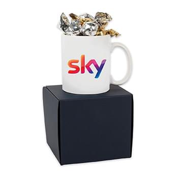 Modern Gift Box Mug Set with Twist Wrapped Truffles