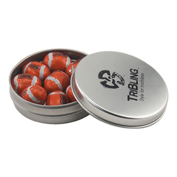 Round Tin with Chocolate Footballs