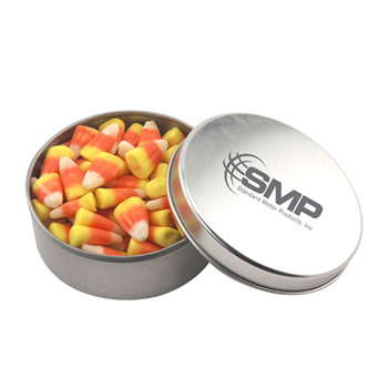 Round Tin with Candy Corn