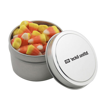 Round Tin with Candy Corn